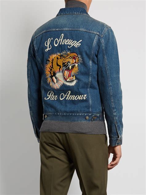 gucci lace bomber jacket|Gucci men's denim trucker jacket.